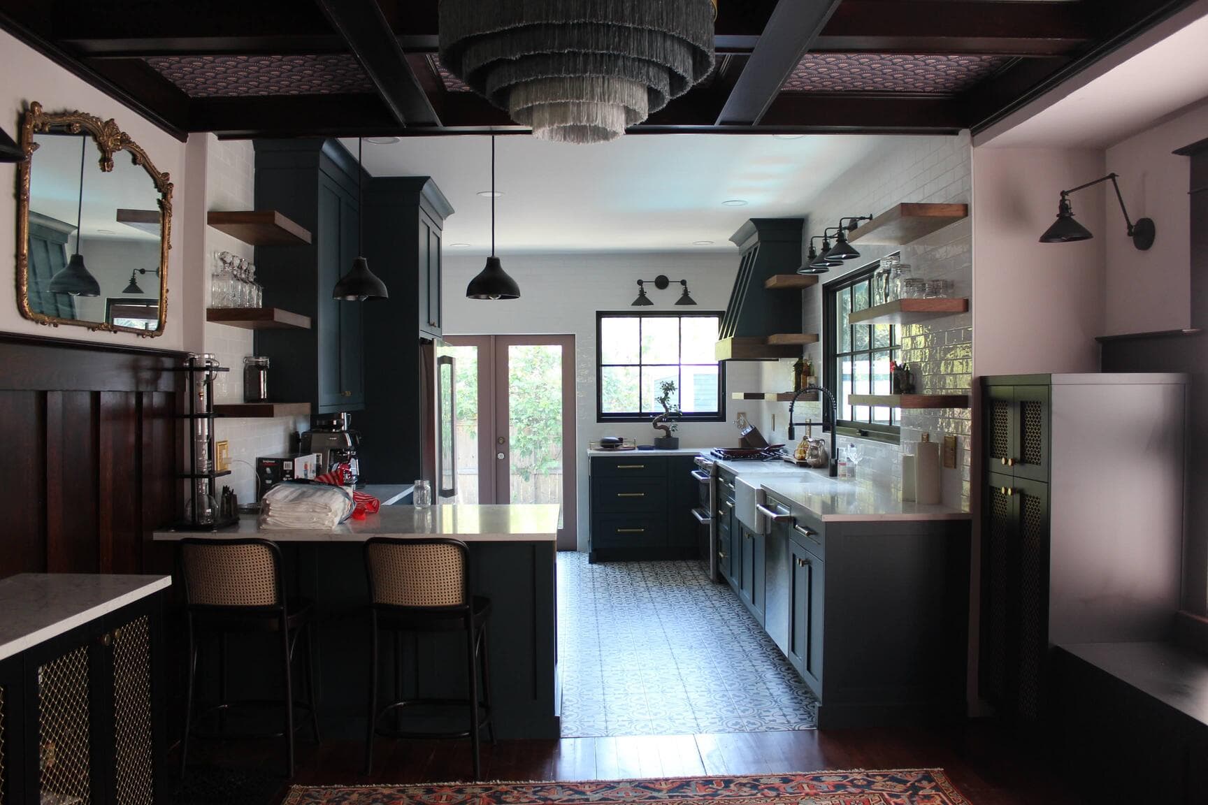 Kitchen with dark cabinets after interior painting