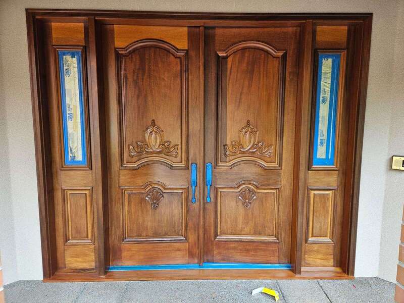 Wood door painting Portland