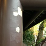 Chinese garden pillars before work by Cascade Painting & Restoration
