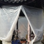 Exterior commercial painting in Portland Oregon. Cascade painting and restoration gardens in progress