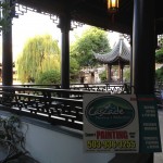 Exterior commercial painting in Portland Oregon. Cascade painting and restoration gardens brand. Painted Pavilion at Chinese Garden by Cascade Painting & Restoration