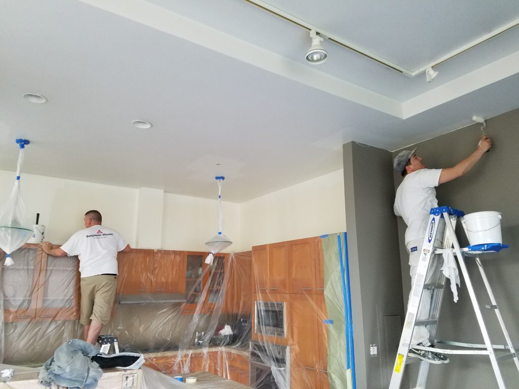 Interior residential painting in Portland Oregon Cascade painting and restoration in progress